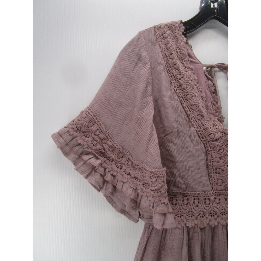 Bluivy Dress Large Fit Flare Ruffle Crochet Boho Pullover NEW - Picture 3 of 13